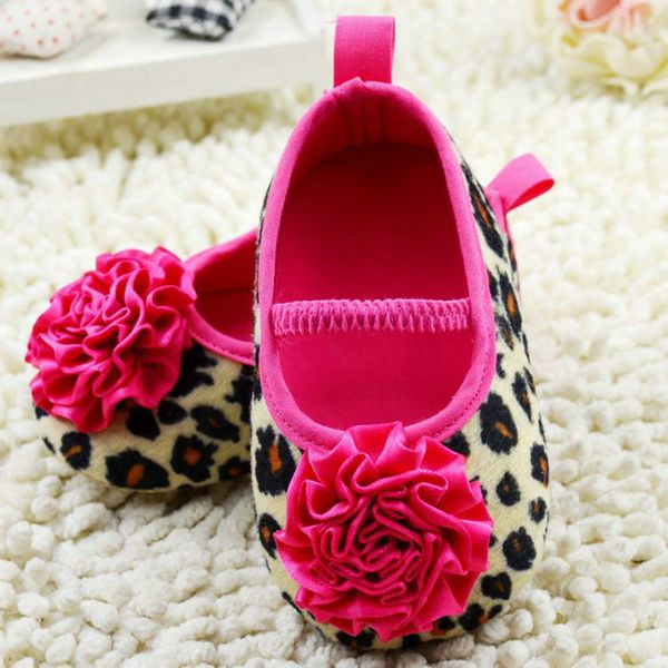 

new cute kids girl leopard baby shoes peony flower infant toddler crib shoes 0-18m