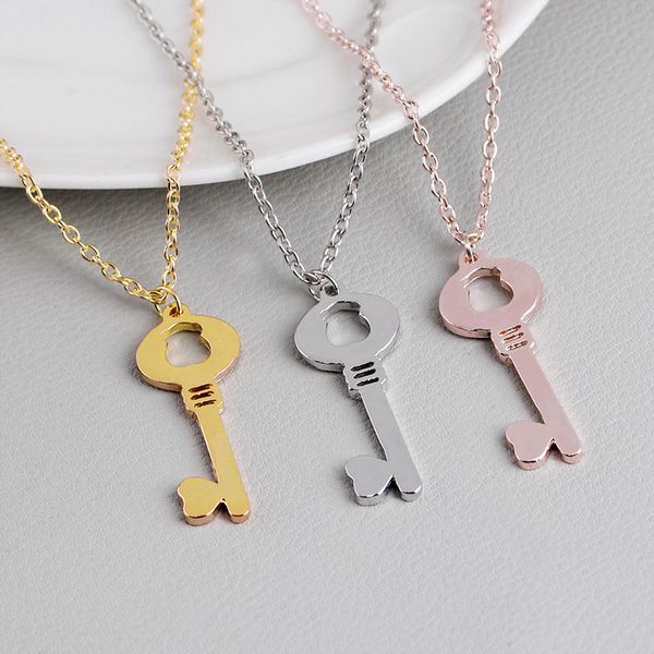 

new hollow out bear love heart key pendant necklaces unique symbol jewelry for lover ing, Silver