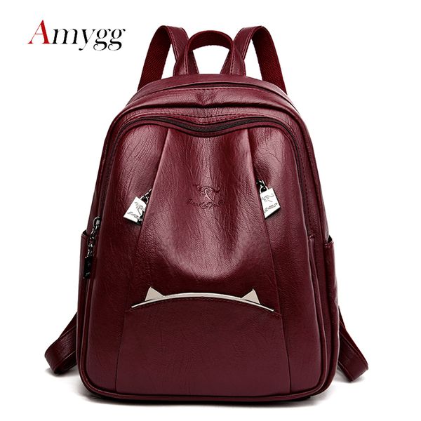 

women leather backpacks fashion female backpack multi-pocket travel backpack teens school bags for girls sac a dos