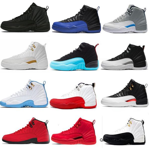 

new 12s 12 men basketball shoes wntr gym red michigan white black playoff flu game royal taxi grey sports sneakers trainers size 7-13