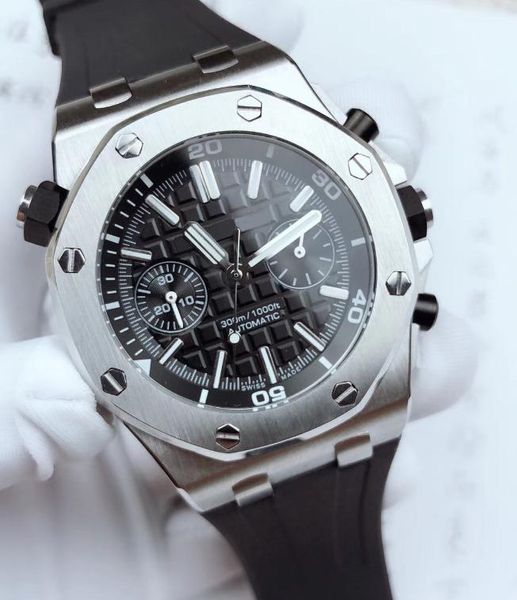 

men's luxury watch 26703st 15710st nightlight watches 3120 movement automatic machinery watch royal oak original rubber watchband water, Slivery;brown