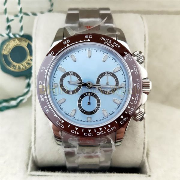 

designer watch automatic lock function case mens watches n 904l steel movement glide 7750 clasp strap chronograph watch waterproof styl npnx, Slivery;brown