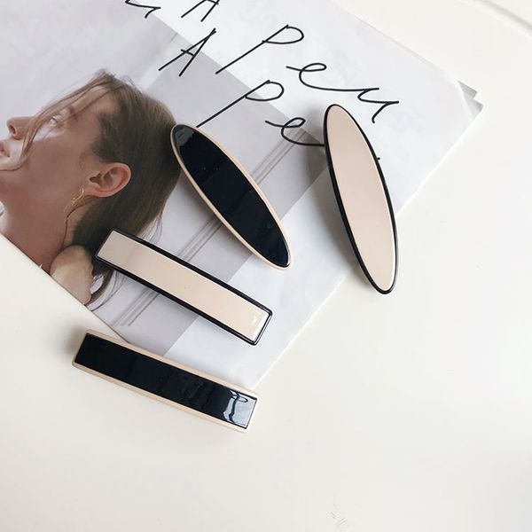 

hair accessories triangle clip for women girls acetic acid barrette marble geometric spring hairpin, Slivery;white