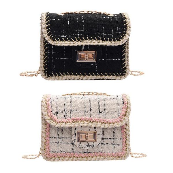 

woolen crossbody bag women winter fashion shoulder bags vintage chain handbag for casual shopping traveling ornament