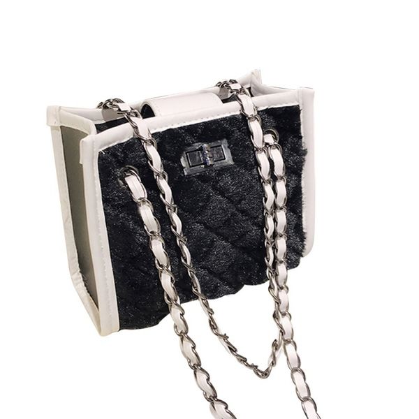 

fashion girls casula handbags women plaid embroidered line single shoulder bag solid color plush messenger crossbody 2019 bags