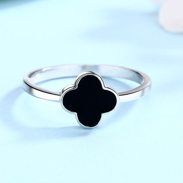

925 sterling south korea epoxy clover ring women suit women's clothing accessories, Silver