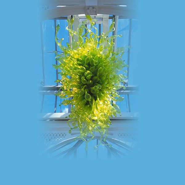 

modern green luxury chandeliert lighting 2019 new arrival mouth blown borosilicate hand blown glass stair chandelier pendant light