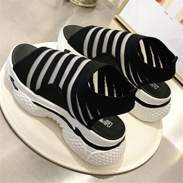 

woman sandals women's 2020 wedges shoes women elastic band comfortable platfrom shoes ladies summer autumn peep toe footwear, Black