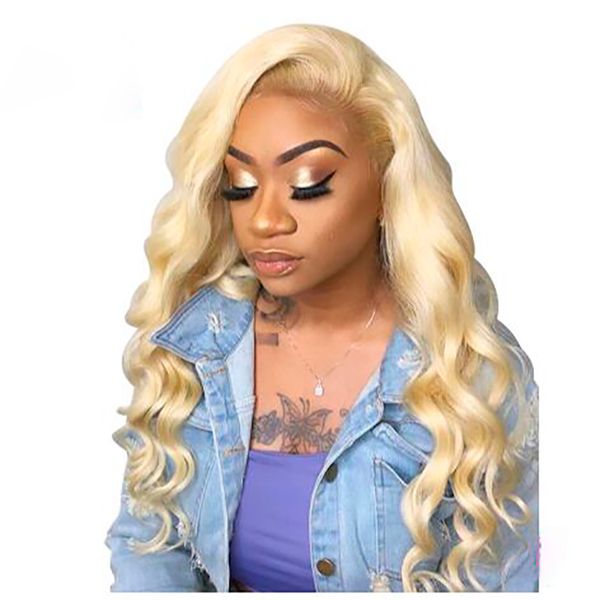 

613 honey blonde color lace front human hair wig remy brazilian body wave hair ombre lace wig for black women