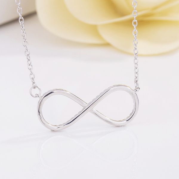 

fashion infinite love clavicle necklace for women minimalist s925 sterling silver 8 word silver color chain necklace party love jewelry gift