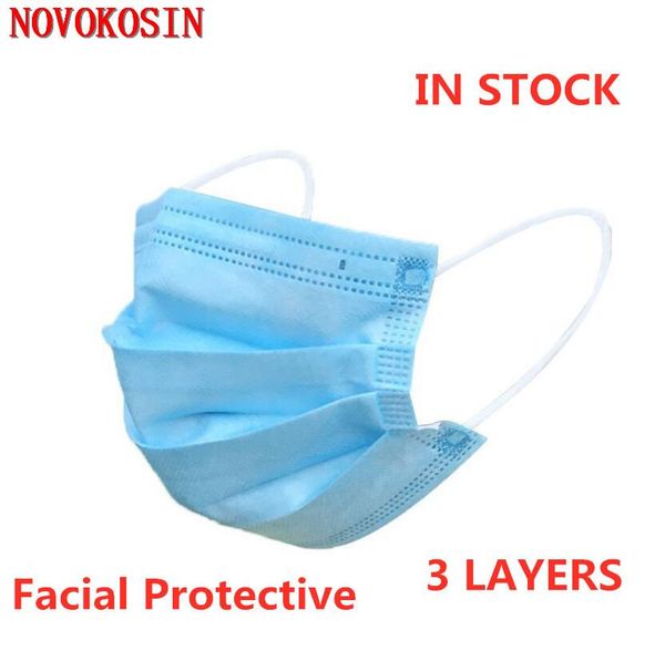 

розничная продажа 50 шт 100 шт отдельная упаковка одноразовые маски для лица крышка рта синие 3-слойные маски ушная раковина нетканая ткань