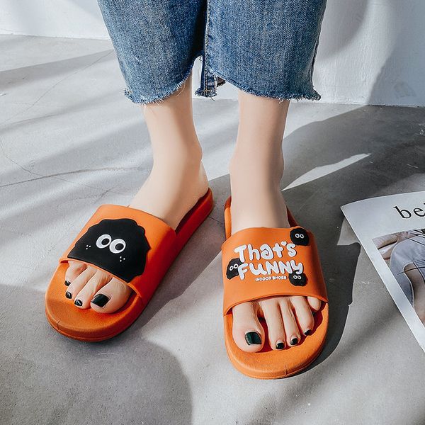 

2020 cute design female indoor slippers anti-slip lovers bathroom slipper soft summer shoes woman men home floor slides sh351, Black