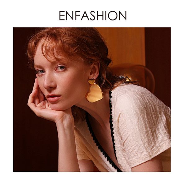 

enfashion двойное сердце серьги для женщин золотой цвет геометрическая сказать большие мотаться серьги ювелирные изделия oorbellen e1031, Silver