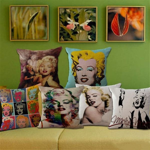 

monroe pillow cover creative cartoon pillow case pop art retro poster marilyn monroe throw cushion cover pillowcase wholesale 100g