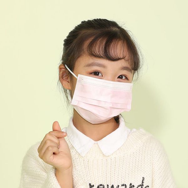 

50 pieces kids anti flu pollution mask disposable dust proof face mask pink