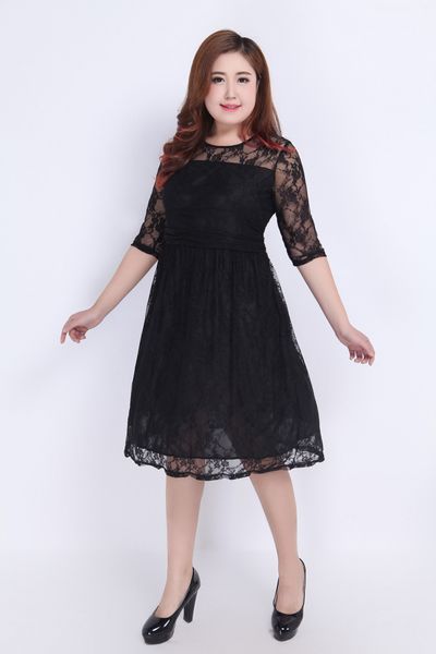 

мода летнее платье дамы повседневная женская одежда женщины дизайнерские платья толстый мм большой размер женская одежда элегантное платье с, Black;gray