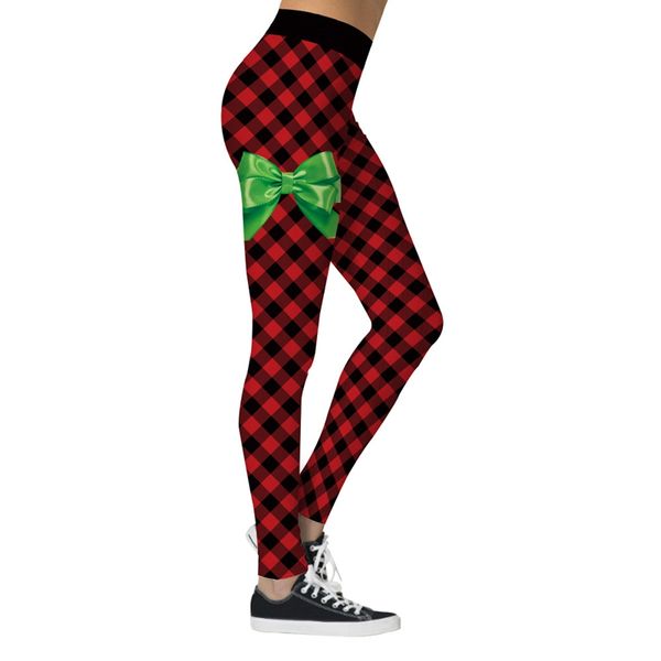 

christmas sports pants leggings women plus size pants digital print fitness leggins black red