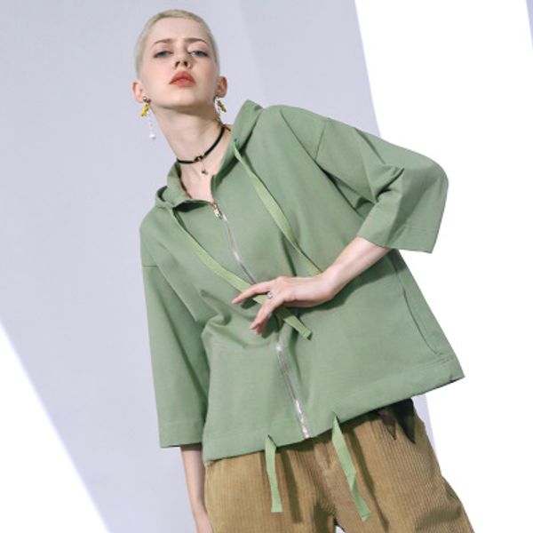 

2018 new women loose solid color hoodies fashion ladies streetwear zipper sweater coat cool female autumn jacket, Black