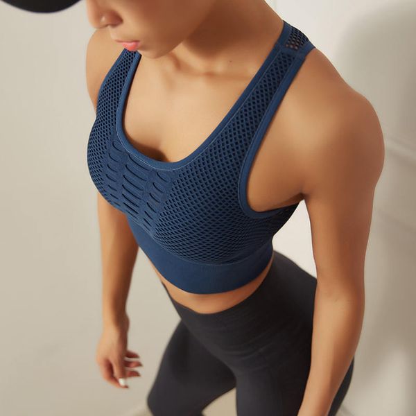 

2020 naadloze yoga beha hoge impact activewear sportbeha fitness vrouwen racerback running crop roze workout padded, White;red