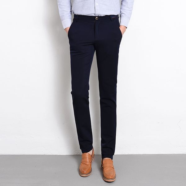 

new brand clothing dress slim men pants black blue solid formal business suit pant male autumn winter casual long trousers man