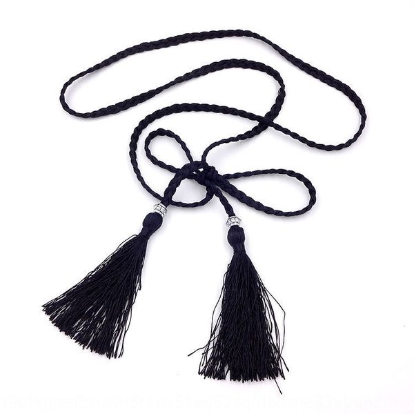 

mink wool iron ring decorative down jacket fur waist chain long knot waist rope with down jacket windbreaker ladies thin belt, Black;brown