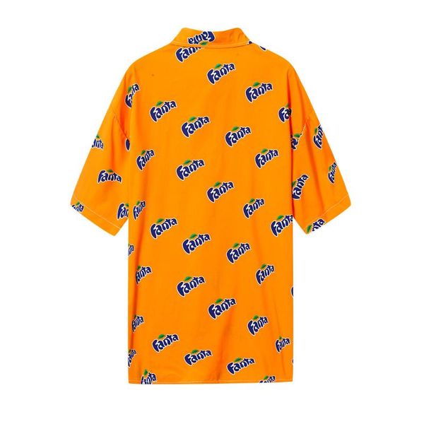 

fun orange soda fanta printed сыпучие-fit мужчин и женщин в японском стиле hong kong flavor с короткими рукавами рубашки t4607, White