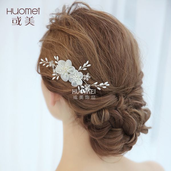 

s898 npason bride headwear 2019 marry ornaments directly wedding dress hair comb, Golden;white