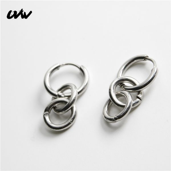 

uvw304 2pc new fashion round hoop earrings stainless steel earrings for women men silver pendientes piercing fashion accessories, Golden;silver