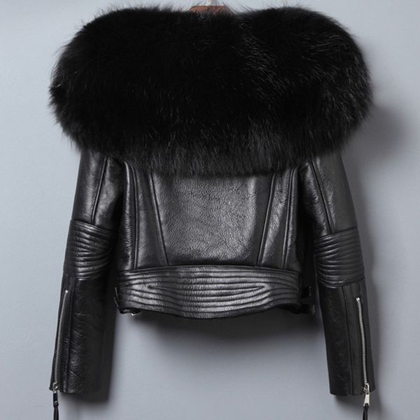 

yin fei natural furs jackets woman real fur coat for women's genuine leather fur overcoat, Black