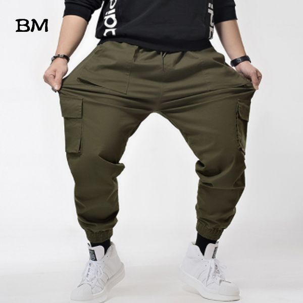 

army pants plus 7xl hip hip streetwear fashons joggers male tactical cargo pant trousers hop baggy harem pant men, Black