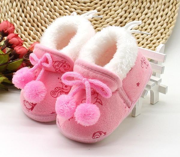

new baby shoes baby boots winter warm wool children' snowshoes non-slip soft soles fleece thickened baby' cotton-padded shoes, Black;grey