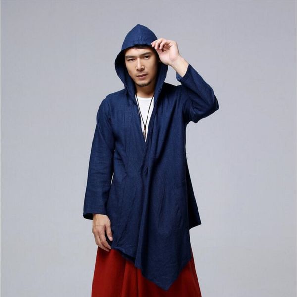 

cool vintage trench coat men hooded cloak autumn windbreaker mens overcoats blue white red beige plus size pocket sy0021, Tan;black