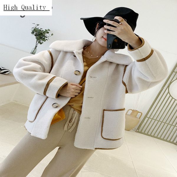 

real fur coat female autumn winter jacket women 2020 korean sheep shearing coats vintage 100% wool coats hiver lw2134, Black