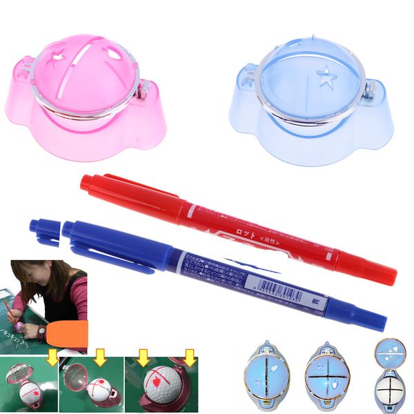 

plastic golf ball liner marker template drawing alignment tool + pen training golf accessories practice set