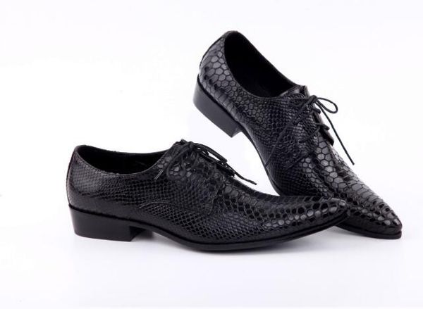 

black snakeskin lace formal business shoes man oxfords big size euro 46