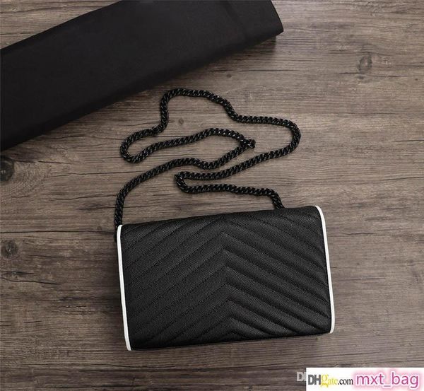 

2019 new designer 23cm y black white women s caviar genuine leather v grain gun color chain crossbody bags 26813