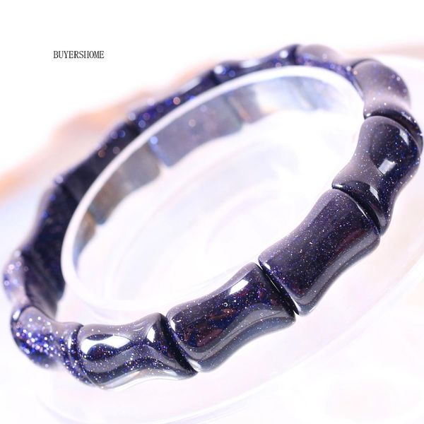 

gift for women jewelry handmade bangle cord stretch natural stone beads blue goldstone bracelet 7" 1pcs h249, Black