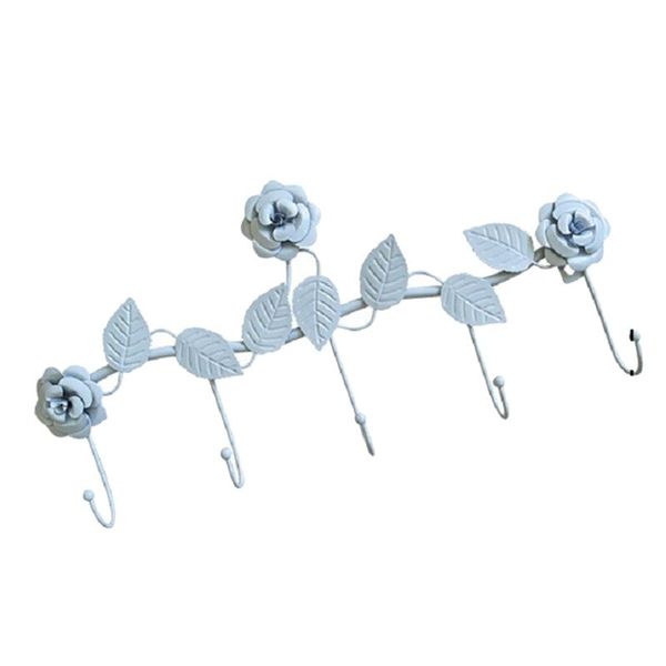 

1pc wall mounted hook metal home decorative hanger rustic rose leaves wall hanger hooks coat holder