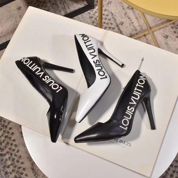 

2020 дизайн женщин вскользь обувь на высоком каблуке 2.5cm 8см 10см черная кожа toe pumps остроконечные женская мода свадьба платье обувь, Black