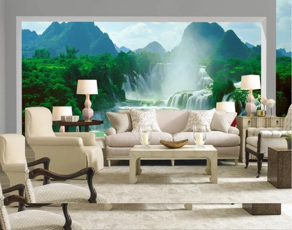 

landscape water and wealth tv background wall modern living room wallpapers