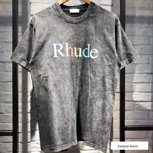 

new brand fashion luxury designer mens t shirts rhude letter print short sleeves rh streetwear hip hop t shirt for summer, White;black
