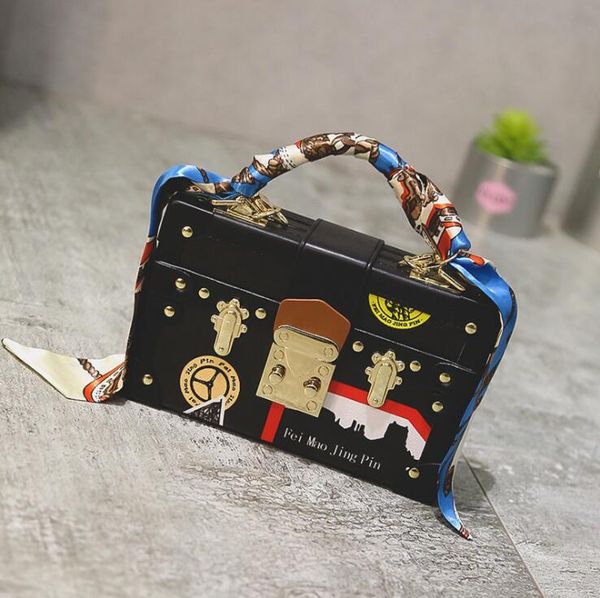 

leisure fashion ladies bag womens hand bags single shoulder oblique straddle bag canvas metal lock women shoulder bags small mini box f2214