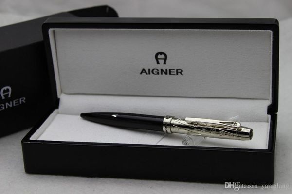 

aigner metal gift pen up silver clip and down black ballpoint pen black wood box, Blue;orange