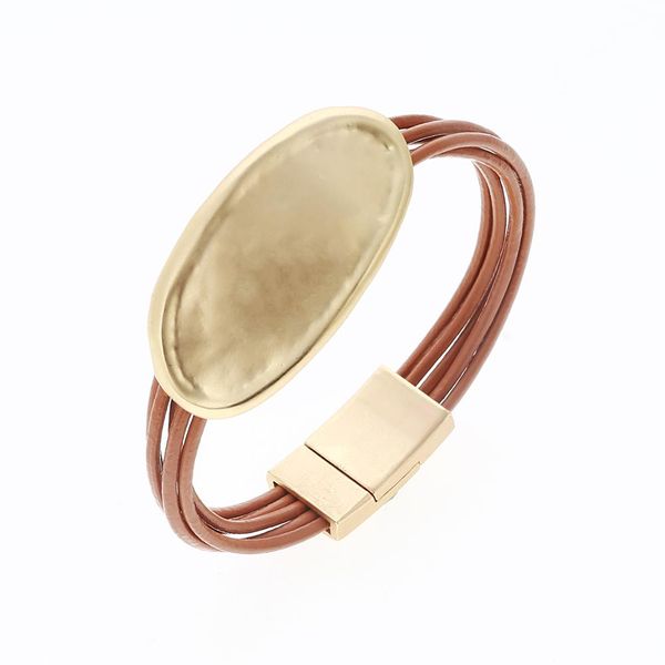 

fashion magnet button multilayers charm bracelets leather statement jewelry alloy bracelets 4 colors for women, Black