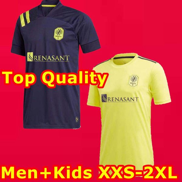 

thailand 2020 fc cincinnati home blue away white soccer jerseys 20/21 nashville sc kids soccer shirt men mls football uniforms on sale, Black;yellow