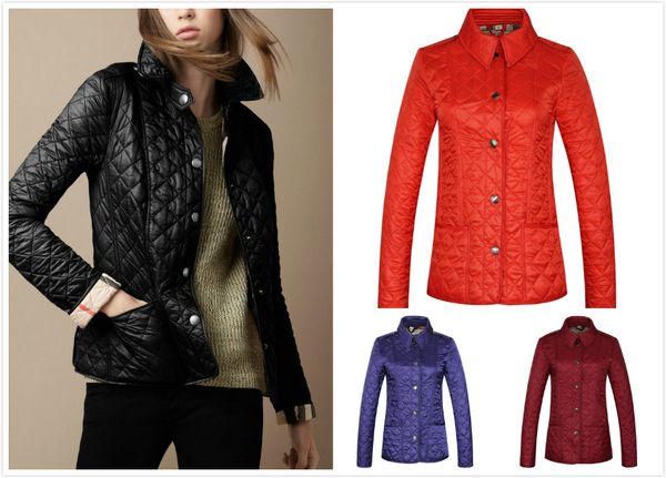 

burberr women winter slim jacket berry luxury thickening womens designer jacket classic brand square solid color cotton coats, Black;brown