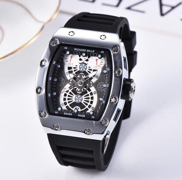 

large dial design brand men's watch satch chronograph luxury men's sports watch fashion outdoor men's clock watch, Slivery;brown