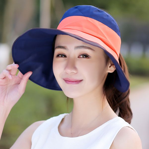 

spring and summer women sun hats fold thin sunscreen casual female cap anti-uv cool lady fashion hat breathable adjustable, Blue;gray