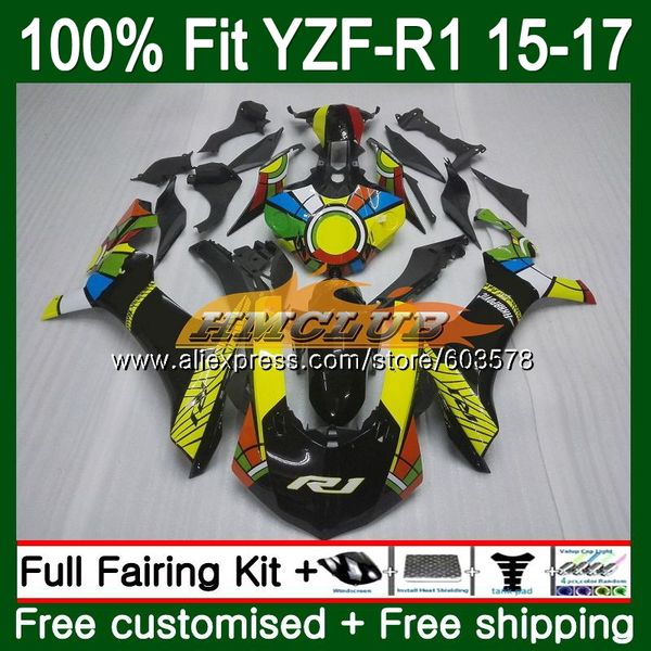 

injection for yzf-r1 yzf 1000 r1 2015 2016 2017 127cl.0 yzf-1000 yzf r 1 yzf1000 yzfr1 15 16 17 oem fairing colorful new, Black