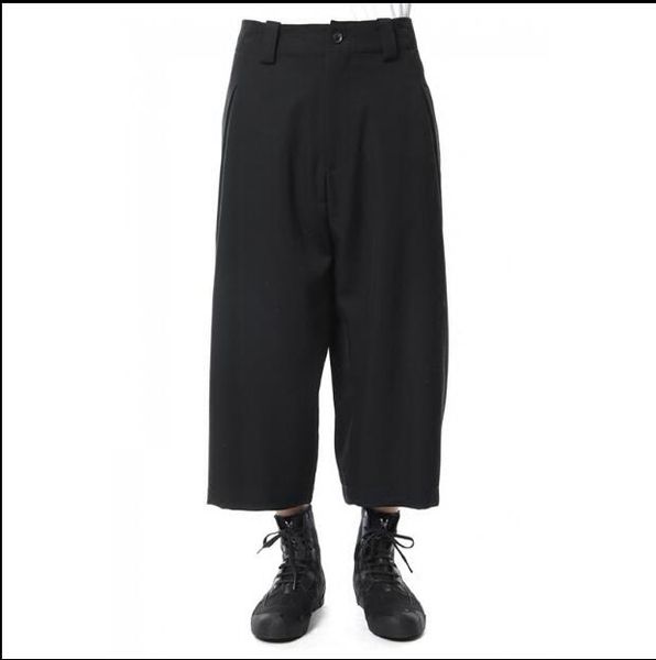 

27-44 new 2019 fashion men three-dimensional tailor loose and comfortable broad leg straight tube eight sub pants plus size, Black